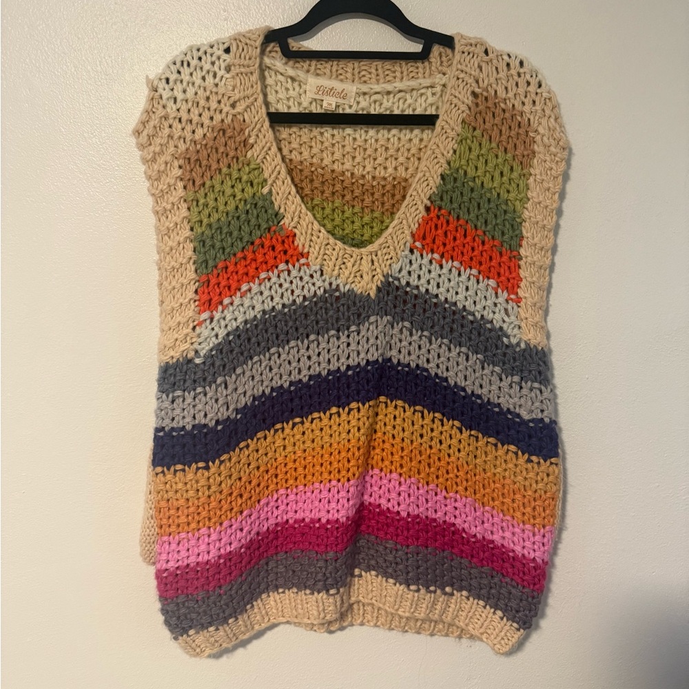 Multicolor Striped Knit Sweater Vest
